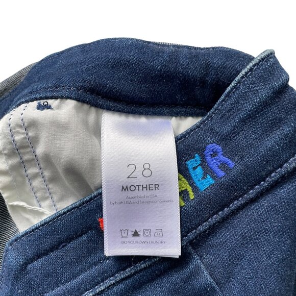 MOTHER Women's Dark Blue Denim Shorts - Picture 5 of 8